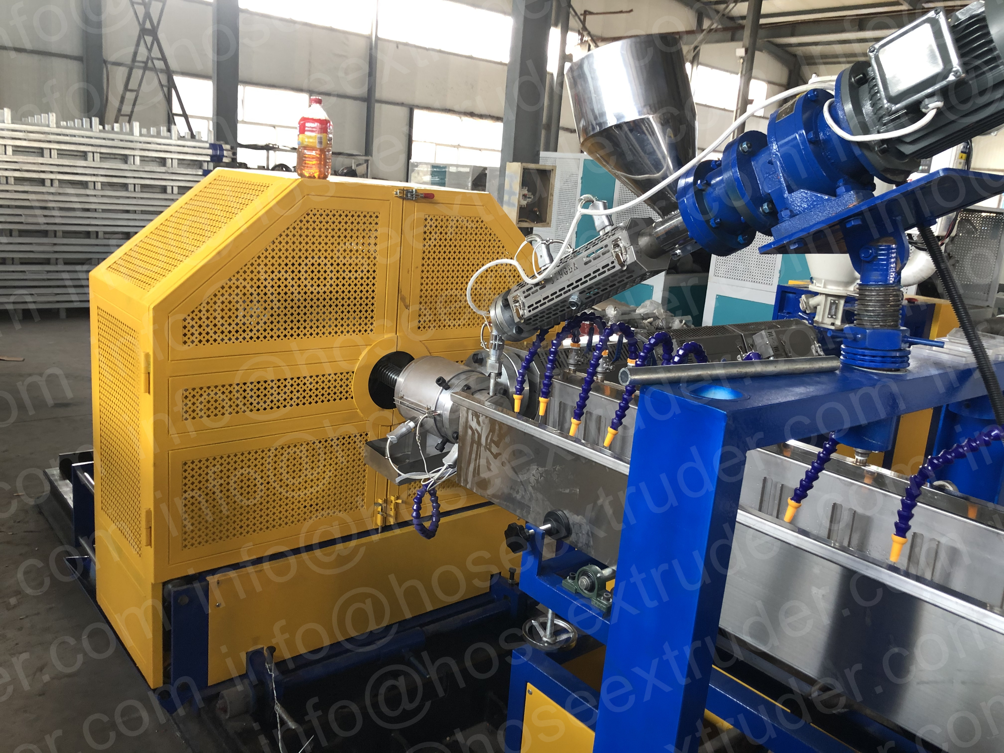 Testing finished for Brazil client's steel wire reinforced PVC hose extruder machine
